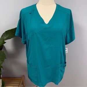 NWT Koi Basics Scrub Top Plus 3X Katie Teal Green Scrubs Nurse Medical Uniform